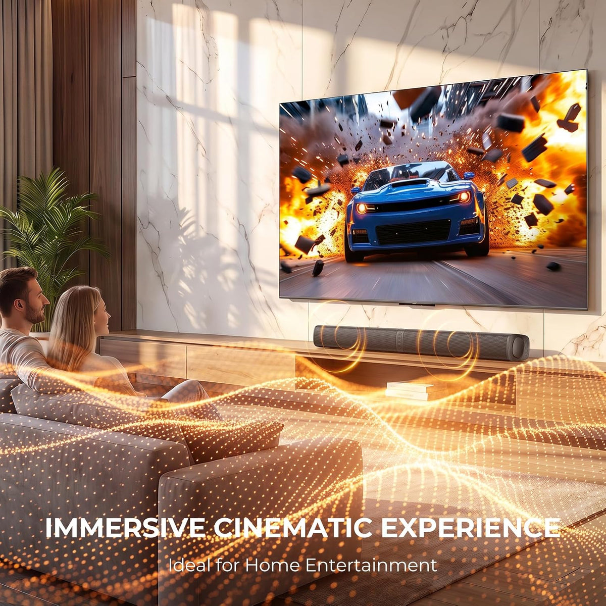 vibeadio Sound Bar for Smart TV, 2-in-1 Detachable Soundbar with Bluetooth ARC/AUX/Optical, 3 EQ Modes, Wall Mountable Home Theater Audio System for TV/PC/Gaming/Projectors & Gifts