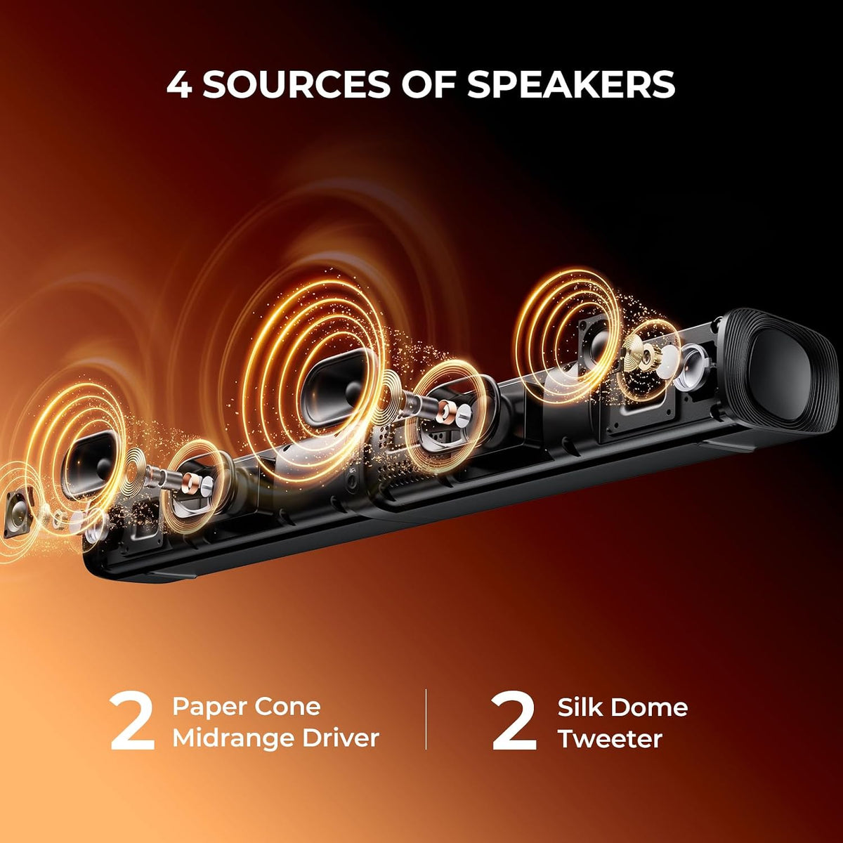 vibeadio Sound Bar for Smart TV, 2-in-1 Detachable Soundbar with Bluetooth ARC/AUX/Optical, 3 EQ Modes, Wall Mountable Home Theater Audio System for TV/PC/Gaming/Projectors & Gifts