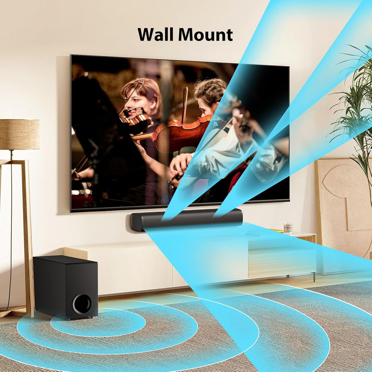 vibeadio Upgraded 110W Sound Bar for TV with 5.9" Powerful Subwoofer 2.1 CH Surround Sound System, Bluetooth 5.4, ARC/Optical/AUX, Deep Bass Home Theater Audio for PC, Gaming, Projectors & Gifts