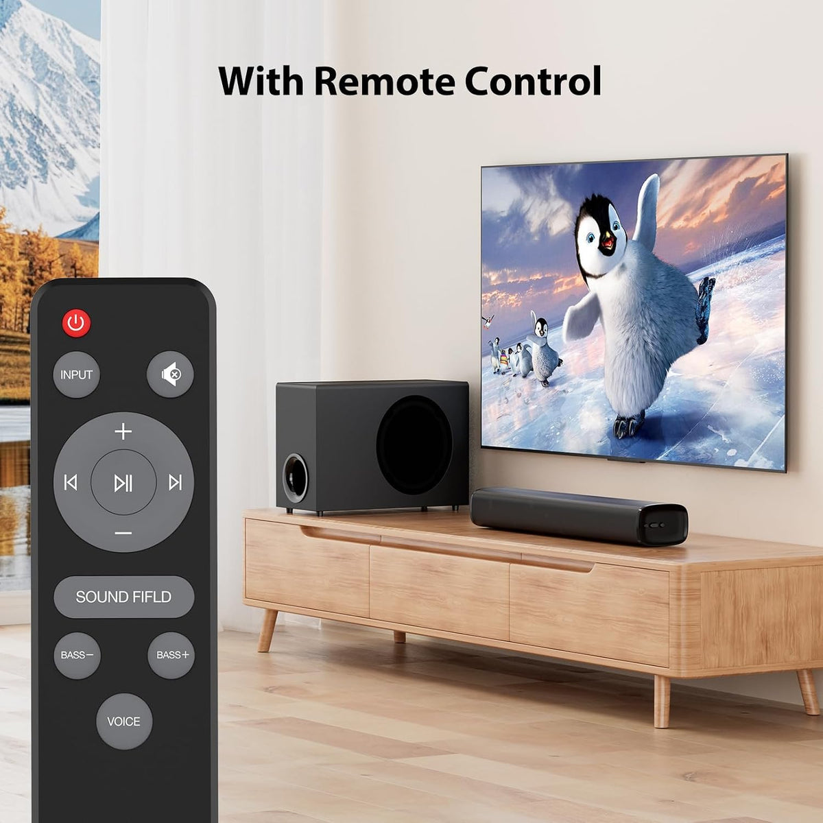 vibeadio Upgraded 110W Sound Bar for TV with 5.9" Powerful Subwoofer 2.1 CH Surround Sound System, Bluetooth 5.4, ARC/Optical/AUX, Deep Bass Home Theater Audio for PC, Gaming, Projectors & Gifts